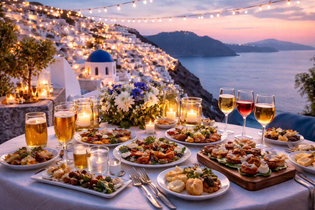 Santorini is famous for its stunning views, white villages, and magical sunsets. However, the island offers much more than scenery. It also has a rich food culture that deserves to be explored. If you want something truly special, an exclusive tour in Santorini is the perfect choice. This experience combines food, drinks, and celebration in a private setting. Whether you are planning a romantic evening, a group event, or a special occasion, this tour adapts to your needs. In other words, you don’t just join a tour—you create your own. Discover Greek Flavors Step by Step This exclusive experience takes you on a journey through Greek tastes. Each part of the tour includes carefully selected drinks paired with delicious local dishes. As a result, you enjoy a complete and balanced culinary experience. Start with Ouzo and Traditional Appetizers First, you begin with ouzo, Greece’s most famous spirit. This anise-flavored drink introduces you to local traditions. At the same time, you taste a variety of classic Greek appetizers. These small dishes enhance the flavor of the ouzo. Moreover, they offer a perfect introduction to Greek hospitality. Continue with Beer and Fresh Salad Bites Next, you move on to Greek beers. You will taste two local options, each paired with a fresh salad bite. Because the beers are light and crisp, they match perfectly with the fresh ingredients. In addition, this stage refreshes your palate and prepares you for the next course. Enjoy Wine with Traditional Main Dishes After that, you experience one of the highlights of any exclusive tour in Santorini—wine tasting. Santorini produces unique wines thanks to its volcanic soil. During this part, you taste a white wine and a rosé. Each wine pairs with a traditional Greek main dish. As a result, you enjoy deeper flavors and learn more about local cuisine. Finish with Liqueurs and Sweet Desserts Finally, you end your journey with Greek liqueurs and dessert bites. These sweet pairings create a relaxing and satisfying finish. At this stage, you can sit back, enjoy the moment, and reflect on the full experience. Why This Tour Is Truly Exclusive This is not a typical group tour. Instead, it is a fully private and customizable experience. Private Venue Just for You First of all, you can host this experience in a private venue. You choose the setting based on your style—romantic, elegant, or traditional. Because of this flexibility, the experience feels personal and unique. Perfect for Any Celebration In addition, this tour fits many types of events, such as: Birthdays Wedding ceremonies or pre-wedding events Marriage proposals Graduations Anniversaries You can adjust every detail to match your celebration. For example, you can change the menu, setup, or atmosphere. Turn It Into a Greek Feast with Live Music If you want something even more exciting, you can transform this experience into a traditional Greek panigyri. This option includes: A full Greek feast Live music A lively and festive atmosphere As a result, you don’t just dine—you celebrate like a local. Furthermore, this option creates unforgettable memories for you and your guests. Ideal for Groups and Special Events This exclusive tour in Santorini also works perfectly for groups. For example, you can organize: Welcome dinners Farewell events Corporate gatherings Private group celebrations Instead of booking a simple restaurant, you offer your guests a complete experience. Therefore, your event becomes more meaningful and memorable. Create Your Own Experience One of the biggest advantages of this tour is flexibility. You decide what you want. Then, everything is designed around your vision. Whether you prefer a quiet dinner or a lively celebration, the experience adapts to you. In short, you ask—and everything is arranged for you. Why Choose an Exclusive Tour in Santorini There are many tours in Santorini. However, this one offers something different. With an exclusive tour in Santorini, you: Enjoy privacy and comfort Taste authentic Greek food and drinks Celebrate important moments in a unique way Experience local culture more deeply Because of this, your time on the island becomes truly unforgettable. Final Thoughts Santorini is already a dream destination. However, this experience takes it one step further. An exclusive tour in Santorini allows you to combine food, culture, and celebration in one seamless event. Whether you travel as a couple or a group, this experience creates lasting memories. Exclusive Tour in Santorini: Private Food & Wine Experience for Unique Celebrations